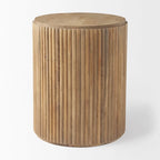 Table d'appoint ronde cannelée en bois massif marron foncé Terra