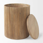 Table d'appoint ronde cannelée en bois massif marron foncé Terra