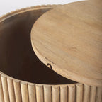 Table d'appoint ronde cannelée en bois massif marron foncé Terra