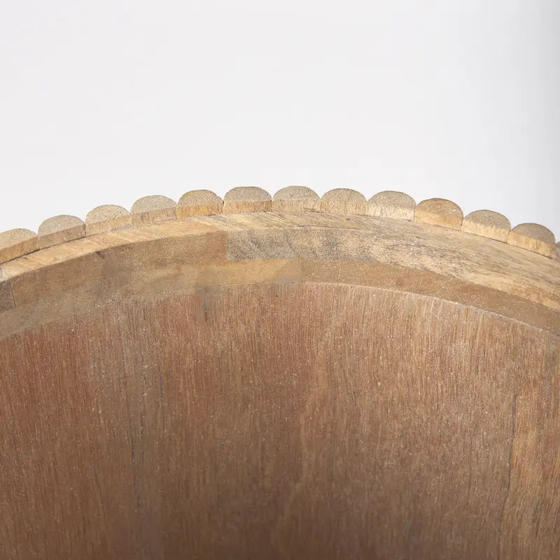 Table d'appoint ronde cannelée en bois massif marron foncé Terra