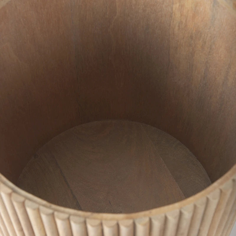 Table d'appoint ronde cannelée en bois massif marron foncé Terra