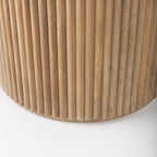 Table d'appoint ronde cannelée en bois massif marron foncé Terra