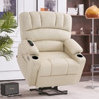  Power Lift Recliner Chair Sofa with Massage and Heat, Faux Leather R7096 (Medium-Wide)