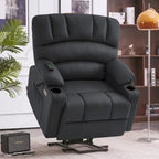 Fauteuil inclinable releveur électrique avec massage et chauffage, similicuir (largeur moyenne)