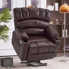 Fauteuil inclinable releveur électrique avec massage et chauffage, similicuir (largeur moyenne)