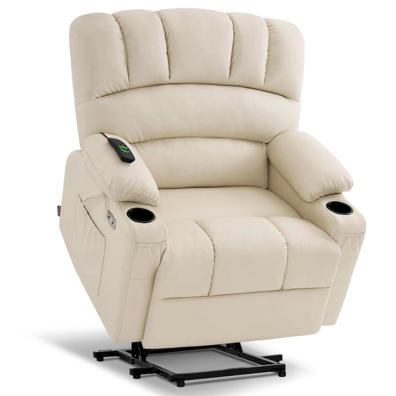 Fauteuil inclinable releveur électrique avec massage et chauffage, similicuir (largeur moyenne)