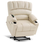 Fauteuil inclinable releveur électrique avec massage et chauffage, similicuir (largeur moyenne)