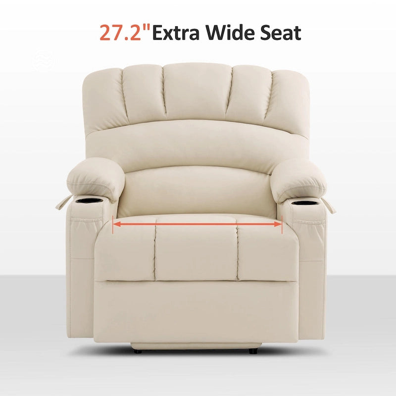 Fauteuil inclinable releveur électrique avec massage et chauffage, similicuir (largeur moyenne)