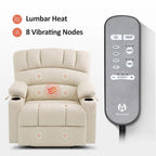 Fauteuil inclinable releveur électrique avec massage et chauffage, similicuir (largeur moyenne)