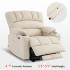 Fauteuil inclinable releveur électrique avec massage et chauffage, similicuir (largeur moyenne)