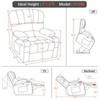 Fauteuil inclinable releveur électrique avec massage et chauffage, similicuir (largeur moyenne)