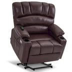 Fauteuil inclinable releveur électrique avec massage et chauffage, similicuir (largeur moyenne)