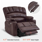 Fauteuil inclinable releveur électrique avec massage et chauffage, similicuir (largeur moyenne)