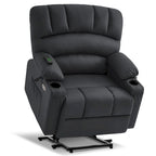 Fauteuil inclinable releveur électrique avec massage et chauffage, similicuir (largeur moyenne)