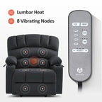 Fauteuil inclinable releveur électrique avec massage et chauffage, similicuir (largeur moyenne)
