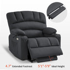 Fauteuil inclinable releveur électrique avec massage et chauffage, similicuir (largeur moyenne)