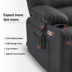 Fauteuil inclinable releveur électrique avec massage et chauffage, similicuir (largeur moyenne)