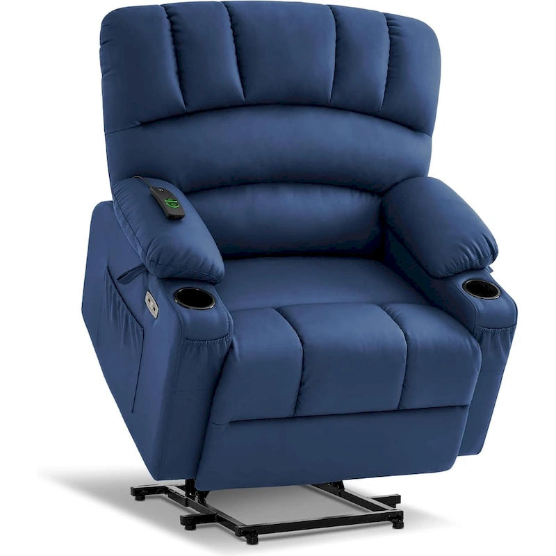 Fauteuil inclinable releveur électrique avec massage et chauffage, similicuir (largeur moyenne)