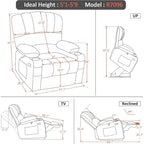 Fauteuil inclinable releveur électrique avec massage et chauffage, similicuir (largeur moyenne)