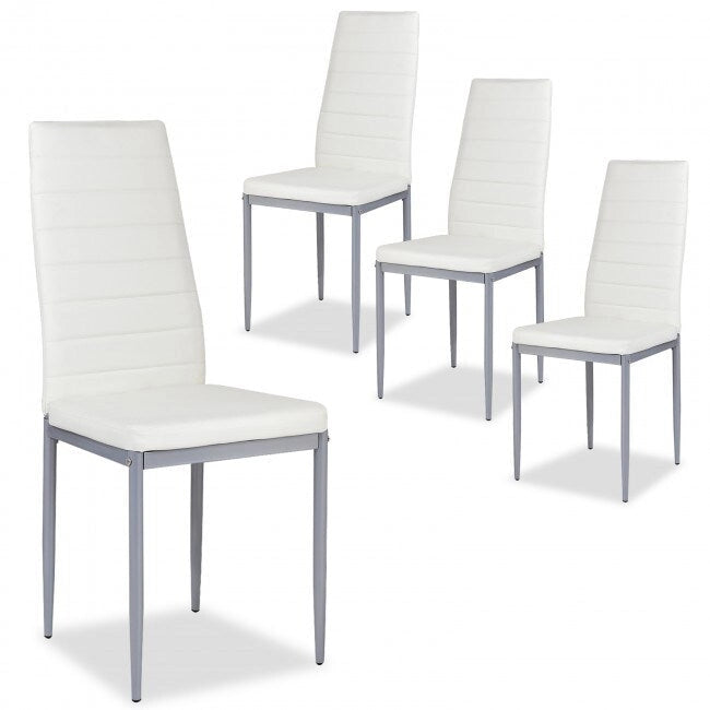 Chaises de salle à manger en cuir PVC au design élégant avec pieds en métal massif - 16,0 x 20,0 x 38,5 (L x P x H)