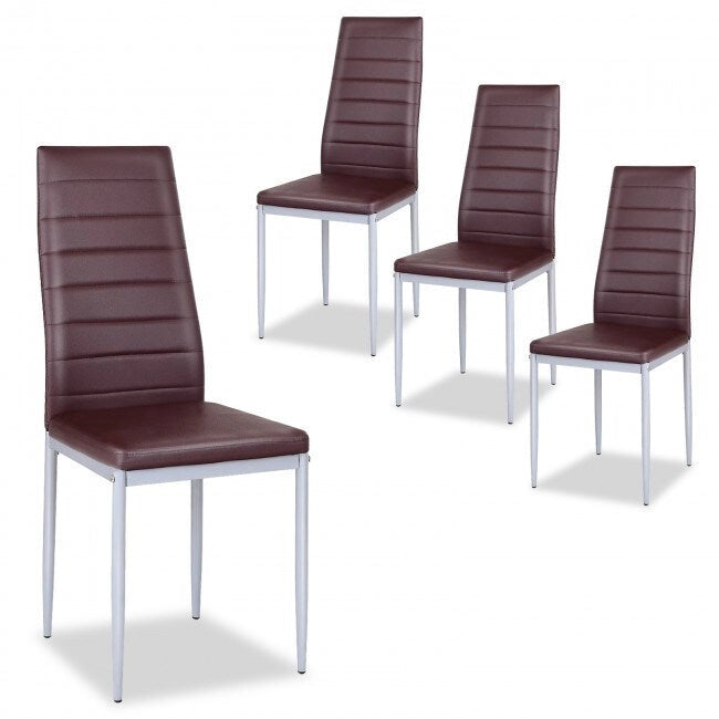 Chaises de salle à manger en cuir PVC au design élégant avec pieds en métal massif - 16,0 x 20,0 x 38,5 (L x P x H)