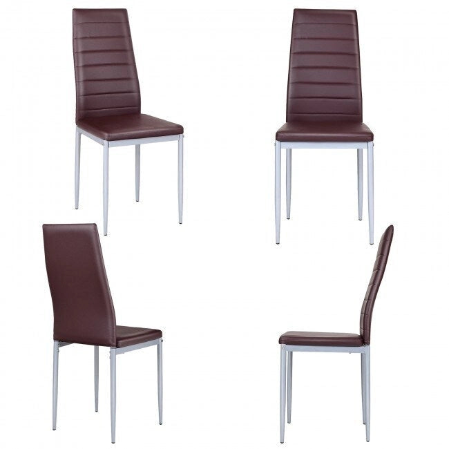 Chaises de salle à manger en cuir PVC au design élégant avec pieds en métal massif - 16,0 x 20,0 x 38,5 (L x P x H)
