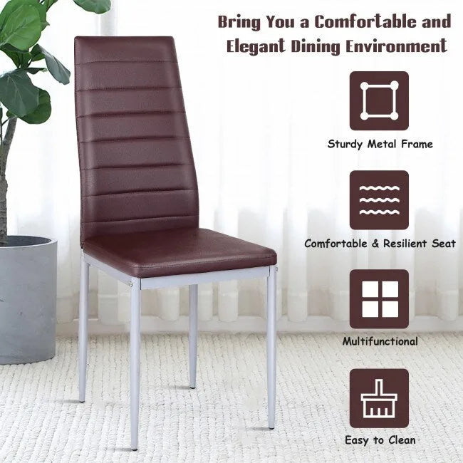 Chaises de salle à manger en cuir PVC au design élégant avec pieds en métal massif - 16,0 x 20,0 x 38,5 (L x P x H)