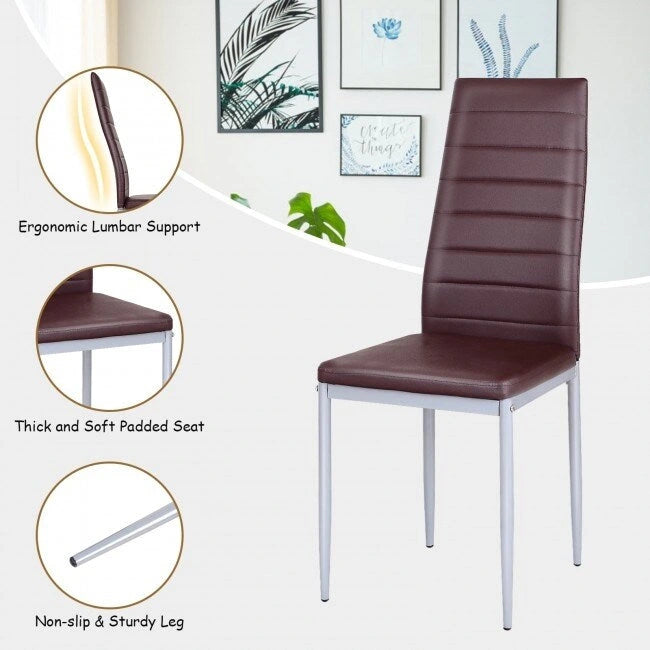 Chaises de salle à manger en cuir PVC au design élégant avec pieds en métal massif - 16,0 x 20,0 x 38,5 (L x P x H)