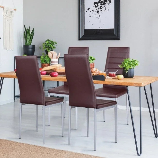 Chaises de salle à manger en cuir PVC au design élégant avec pieds en métal massif - 16,0 x 20,0 x 38,5 (L x P x H)