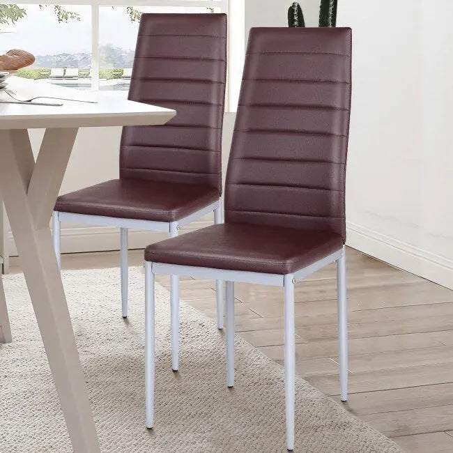 Chaises de salle à manger en cuir PVC au design élégant avec pieds en métal massif - 16,0 x 20,0 x 38,5 (L x P x H)