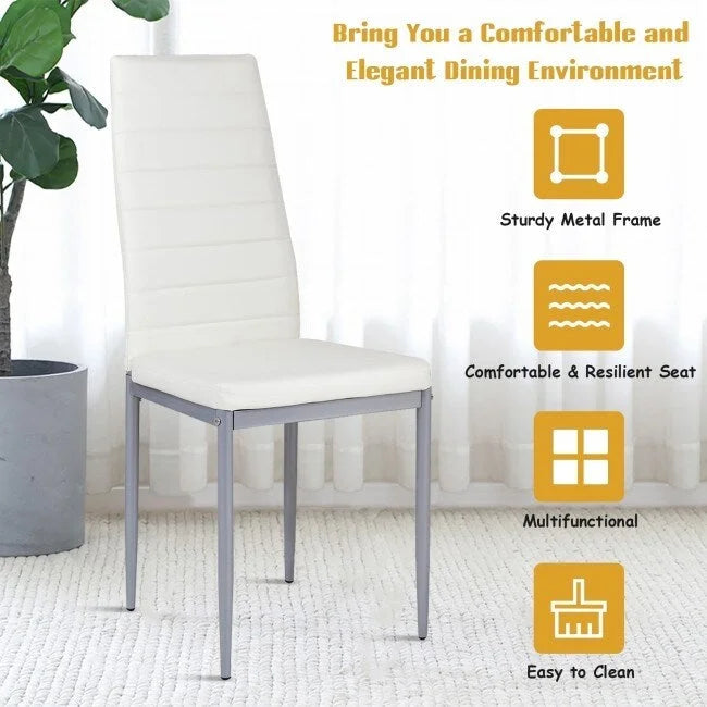 Chaises de salle à manger en cuir PVC au design élégant avec pieds en métal massif - 16,0 x 20,0 x 38,5 (L x P x H)