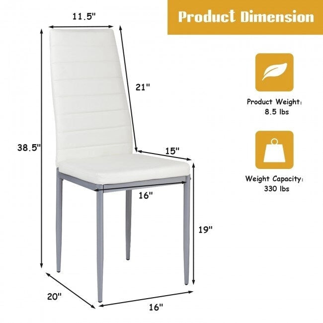 Chaises de salle à manger en cuir PVC au design élégant avec pieds en métal massif - 16,0 x 20,0 x 38,5 (L x P x H)