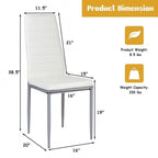 Chaises de salle à manger en cuir PVC au design élégant avec pieds en métal massif - 16,0 x 20,0 x 38,5 (L x P x H)