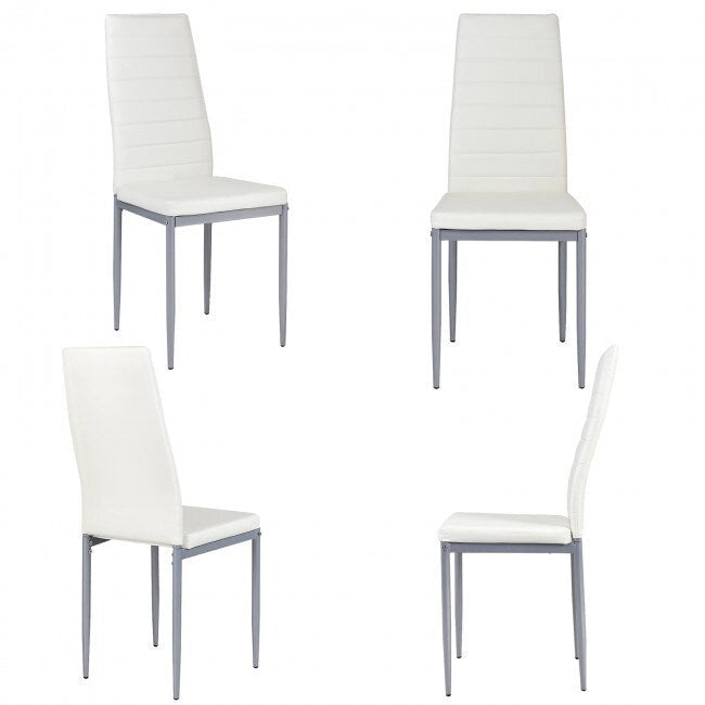 Chaises de salle à manger en cuir PVC au design élégant avec pieds en métal massif - 16,0 x 20,0 x 38,5 (L x P x H)