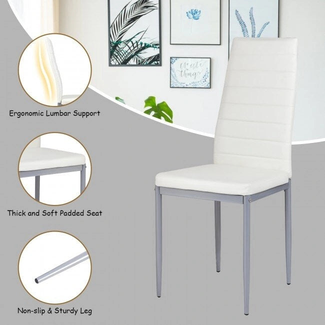 Chaises de salle à manger en cuir PVC au design élégant avec pieds en métal massif - 16,0 x 20,0 x 38,5 (L x P x H)
