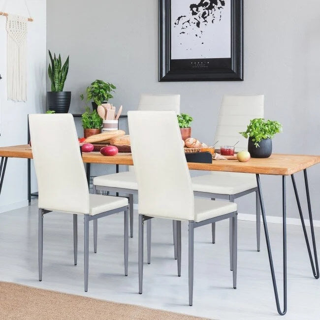Chaises de salle à manger en cuir PVC au design élégant avec pieds en métal massif - 16,0 x 20,0 x 38,5 (L x P x H)