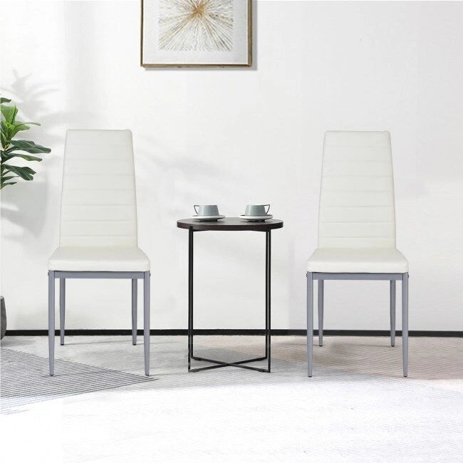 Chaises de salle à manger en cuir PVC au design élégant avec pieds en métal massif - 16,0 x 20,0 x 38,5 (L x P x H)