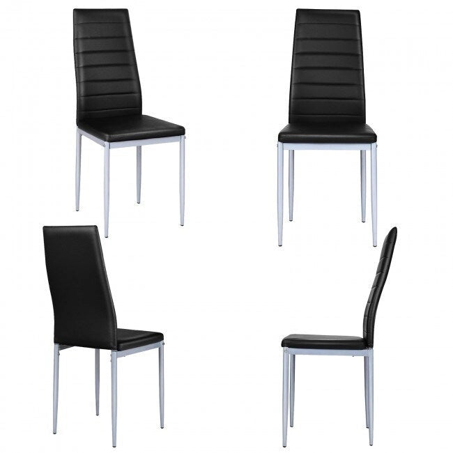 Chaises de salle à manger en cuir PVC au design élégant avec pieds en métal massif - 16,0 x 20,0 x 38,5 (L x P x H)