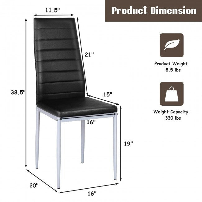Chaises de salle à manger en cuir PVC au design élégant avec pieds en métal massif - 16,0 x 20,0 x 38,5 (L x P x H)