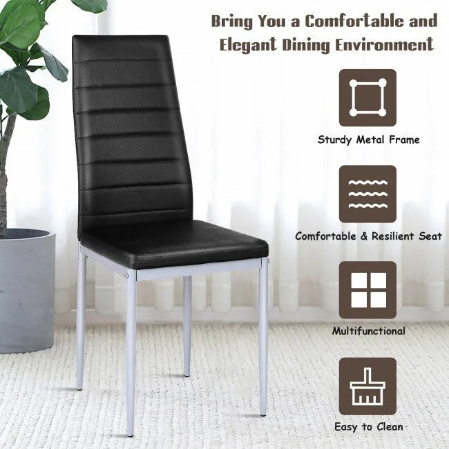Chaises de salle à manger en cuir PVC au design élégant avec pieds en métal massif - 16,0 x 20,0 x 38,5 (L x P x H)