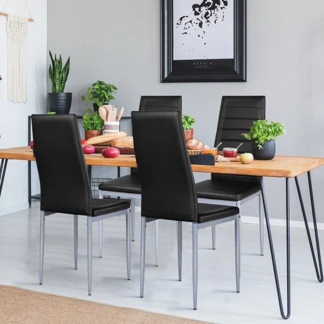 Chaises de salle à manger en cuir PVC au design élégant avec pieds en métal massif - 16,0 x 20,0 x 38,5 (L x P x H)