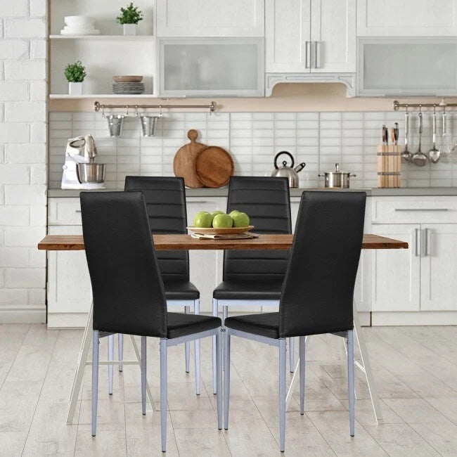 Chaises de salle à manger en cuir PVC au design élégant avec pieds en métal massif - 16,0 x 20,0 x 38,5 (L x P x H)