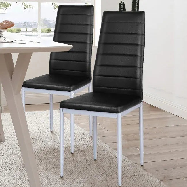 Chaises de salle à manger en cuir PVC au design élégant avec pieds en métal massif - 16,0 x 20,0 x 38,5 (L x P x H)