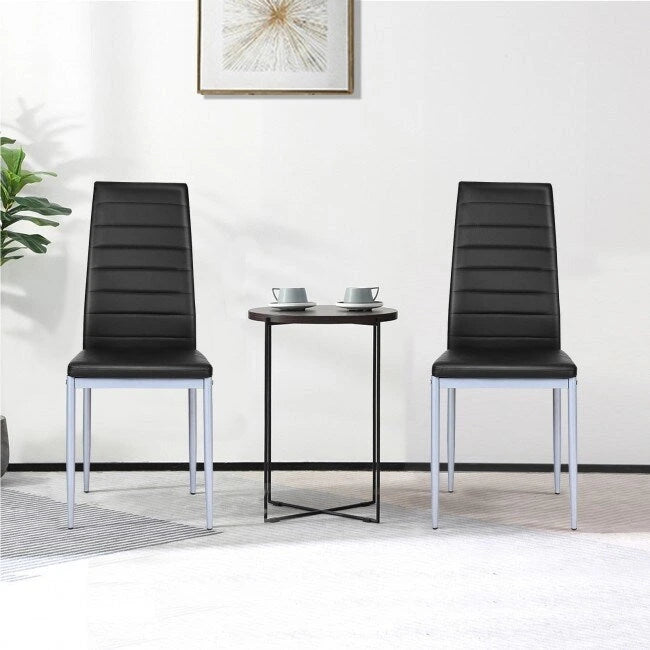 Chaises de salle à manger en cuir PVC au design élégant avec pieds en métal massif - 16,0 x 20,0 x 38,5 (L x P x H)