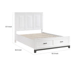 Lit plateforme Queen Size avec 2 tiroirs de rangement, finition bois blanc