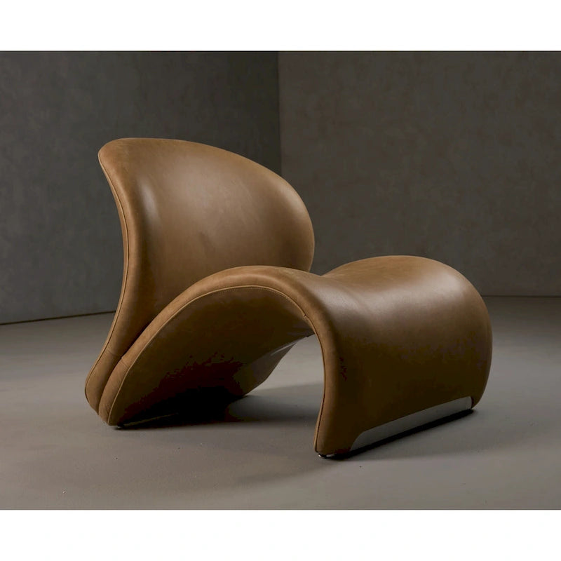 Fauteuil d'appoint moderne en cuir marron Modrest Donovan