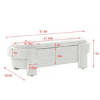 Banc rembourré en tissu de lin avec grand espace de rangement - 51,5L x 20,5l x 17H