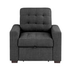 Fauteuil Cliff de 37 pouces, repose-pieds escamotable, polyester gris foncé, bois expresso