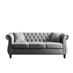 Canapé Chesterfield gris Salon