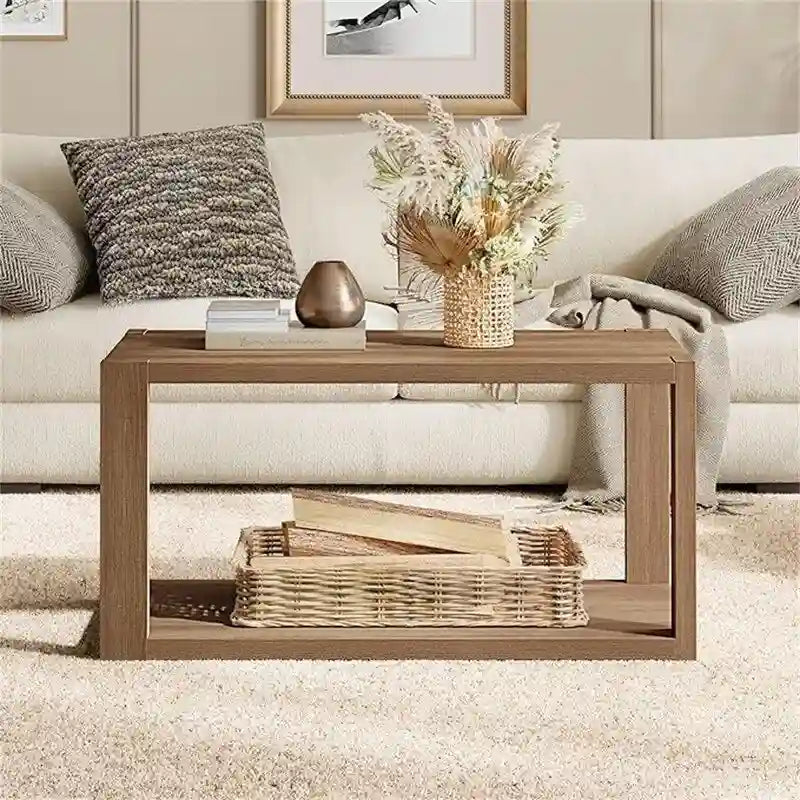 Table basse rétro avec pieds en métal – Noyer/Bois